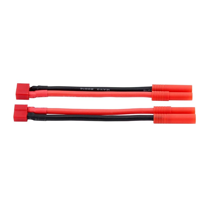OliRC 2pcs 4mm Bullet Banana HXT Connector to Female T-Plug Connector Adapter with 12awg 10cm Wire(C70-2) - Image 1